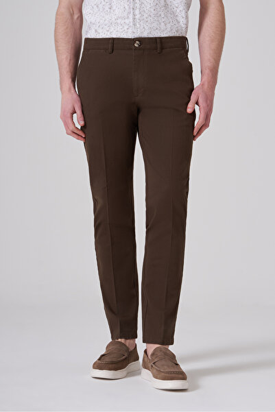 Morven Pantaloni chino din bumbac maro pentru bărbați, Trend Dynamic Fit