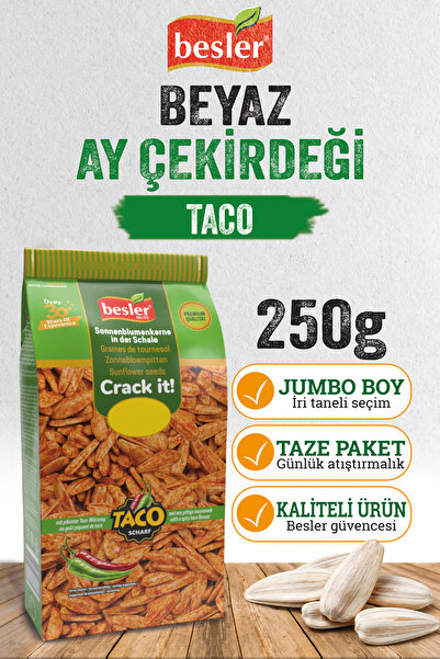 Besler Beyaz Ay Çekirdeği Jumbo 250 Gr. Taco Sosu Aromalı.
