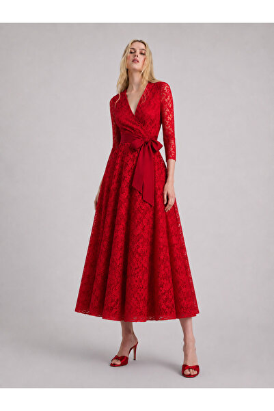 UNTIMELY Wrap-Around & Belted Midi Lace Dress
