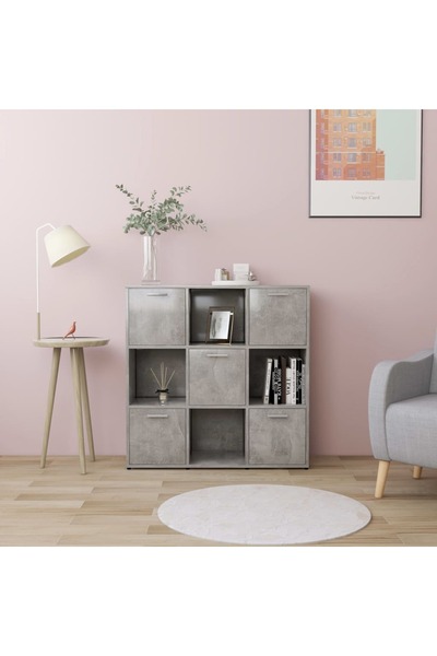 Concept Bibliotecă, gri beton, 90 x 30 x 90 cm, PAL