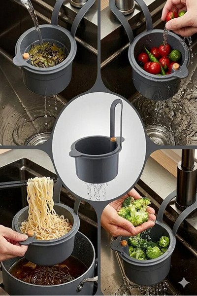 RED KİTCHEN Altı açılabilen çöp süzgeci yemek atık süzgeci lavabo süzgeci mutfak evye süzgeci asılabilir süzgec