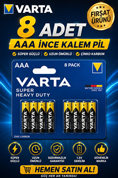ANI OFİS KIRTASİYE A K Aaa İnce Kalem Pil 8'li | Süper Güçlü | Uzun Ömürlü Çi...