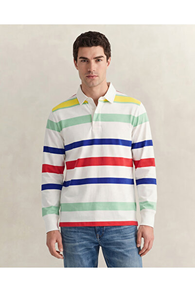 Gant Erkek Beyaz Logolu Rugby T-Shirt