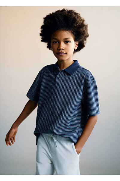 MANGO Kids Tricou polo din bumbac cu dungi
