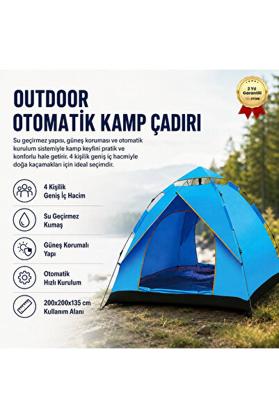 hızlı store AC6635 Outdoor Otomatik Kamp Çadırı 200x200x135 cm Su Geçirmez Gü...