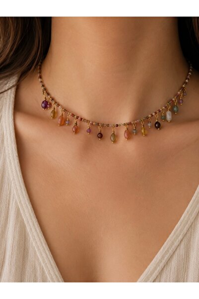 By Song Aksesuar Natural Stone Pendant Necklace