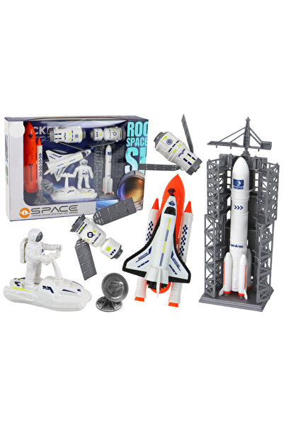 KentOyuncaK Fırlatma Rampalı Turuncu Uzay Roketi, Oyuncak Astronot, Uzay Gemi...