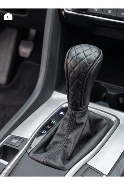 Lawazim Car Gear Shift Cover - Universal Zipper Leather Padded Protector