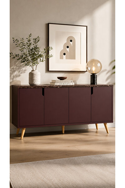 VM VERTEX MOBİLYA Latina Modern Konsol 180cm Mermer-Bordo