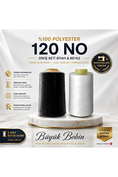 sarefarma Siyah Ve Beyaz Dikiş İpleri ( 1AD Beyaz 1AD Siyah ) 120 NO