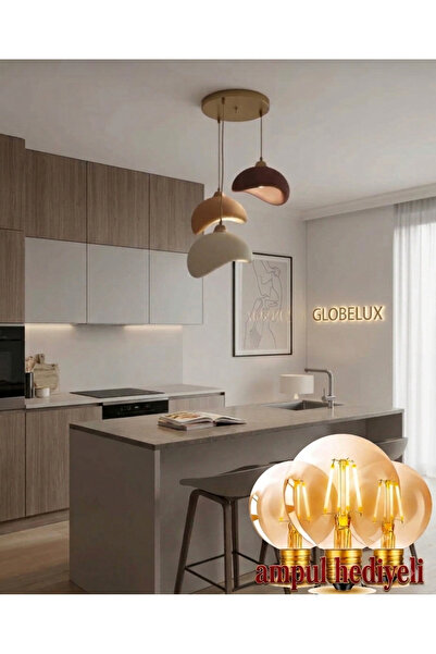 Concrete Look Scandinavian &Bohemian Style 3-Piece Pendant Stylish Design, (LIGHT BULB IS A GIFT)