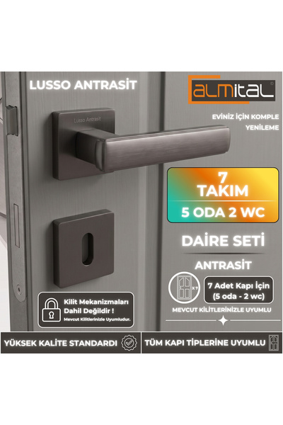 almital mobilya aksesuarları furniture accessories Lusso Antrasit 5 ADET ODA ...