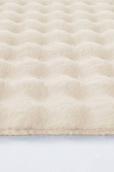 Geus Halı Bubble 2-Piece Bath Mat Set Cream Soft Machine Washable 60X100 and 40X60