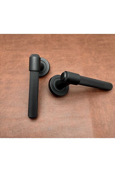KOLDOOR Özen Handles ZK62 Posh Punch Mat Siyah Rozetli Oda Kapı Kolu 1 Takım