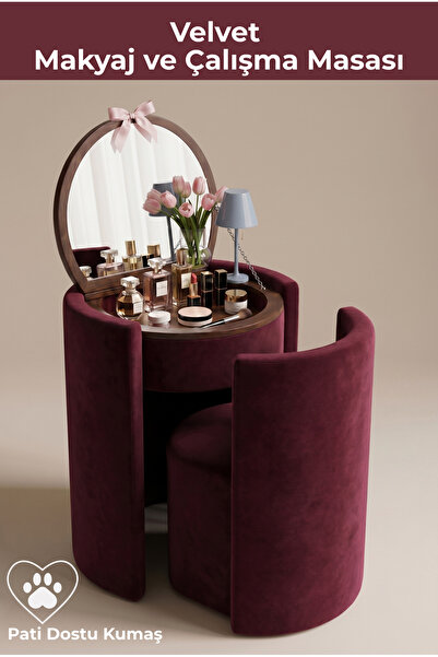 monico home Velvet Makiyaj ve Çalışma Masası - Montaj Gerektirmez