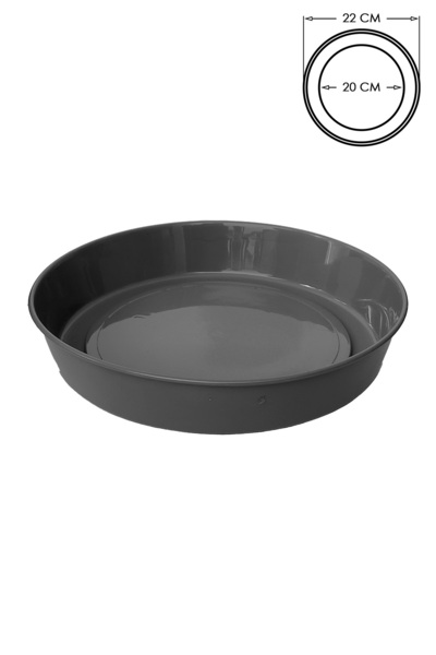 ToXA Saksı Tabağı 22cm Klasik Tabak No9 Tabak Gri Serinova Parlak Plastik Altlık