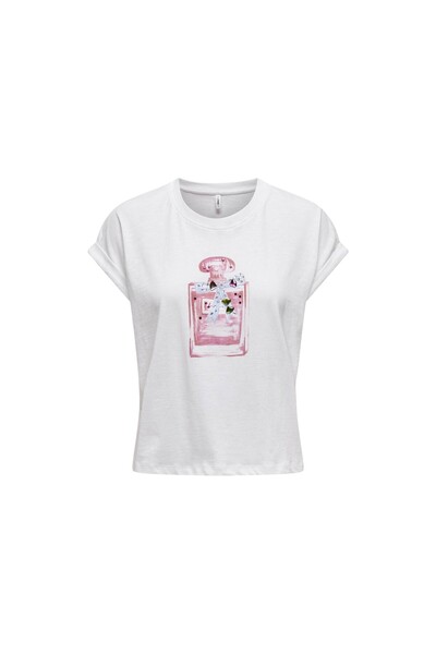ONLY Kadın T-shirt Beyaz 15320665 Onldorıs Lıfe S/s Bow Top
