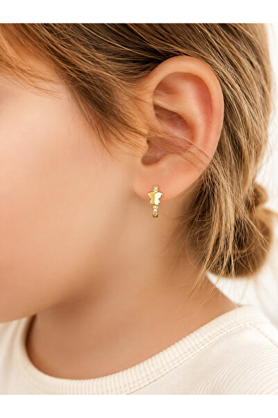 Bade Jewelry Xuping Taşlı Kelebek Halka Çocuk Küpesi Kararmaz Hipoalerjenik (...