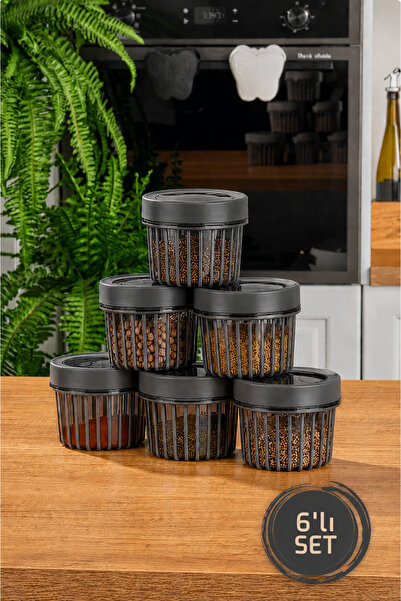 Stile Cucina 6-Piece Linea Round Storage Container 0.50 Liter Anthracite
