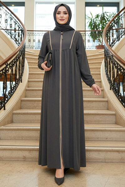 N.S NEVA STYLE Hijab cu fermoar, stil Ferace, culoare afumată 45318FU