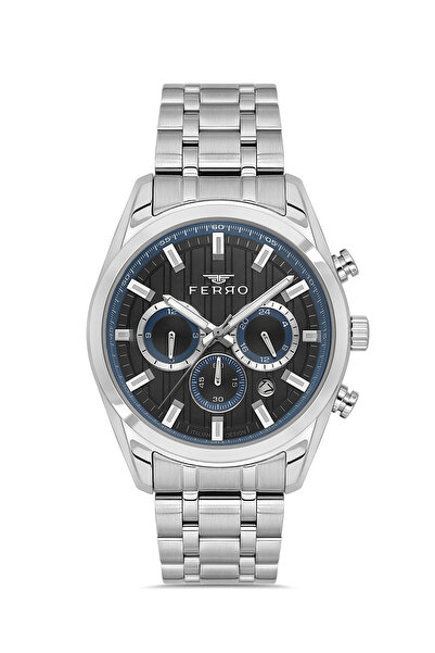 FERRO Silver Steel Cord Men's Wristwatch Fm11803A-A1 Functions Active Waterpr...