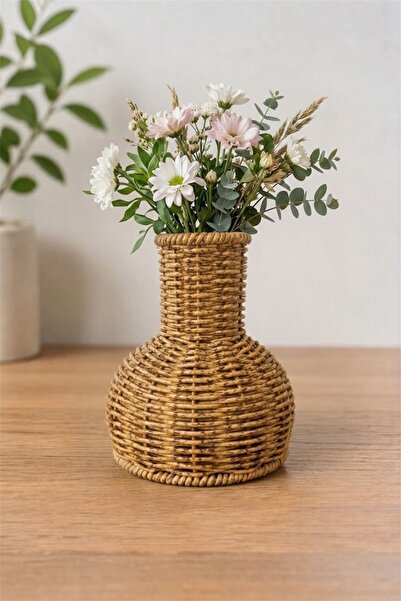 Bayev Riva-02 Rattan Vase Knitted Flower Pot Vase Multi-Purpose Decorative Ra...