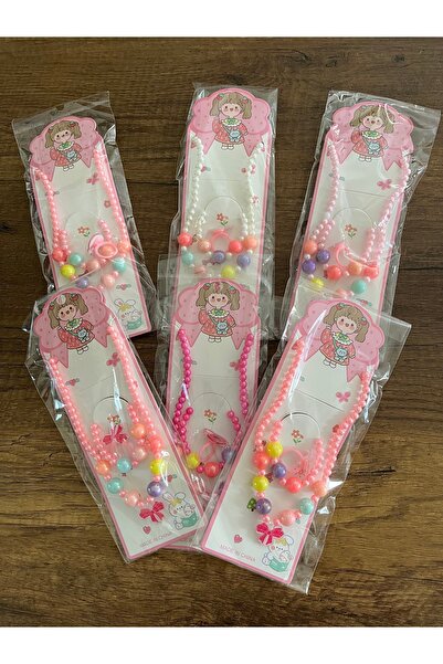 gülümse gel Kız Çocuk Renkli Boncuk Kolye Bileklik Yüzük Seti 1 Set (Sette 1 ...