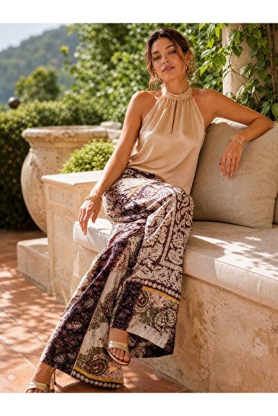 KADIN ETNİK DESENLİ RAHAT KALIP PANTOLON
