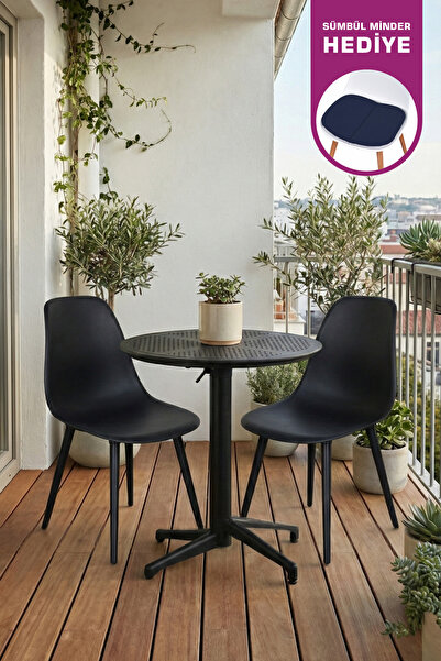 VİLİNZE Tilia Plastik Bahçe Balkon Bistro Seti Katlanır Masa 60*60 cm