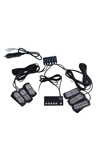 Drs Tuning 17 fonksiyonlu çakar lamba 12-30v 24 led 6 adet kırmızı*mavi set /...