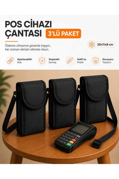 Duase 3'lü Pos Cihazı Yazar Kasa Taşıma Çantası - Koruyucu Kılıfı - Motosikle...