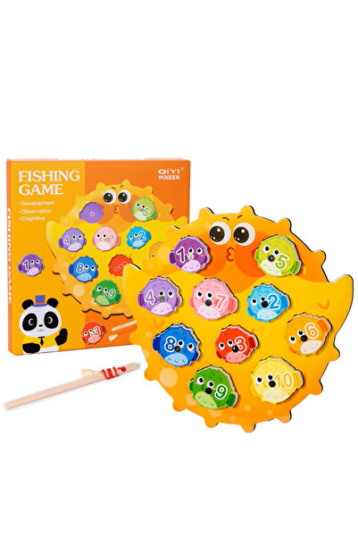 OEM Jucarie Educativa Peste Balon din Lemn Joc de Pescuit cu Numere Montessor...