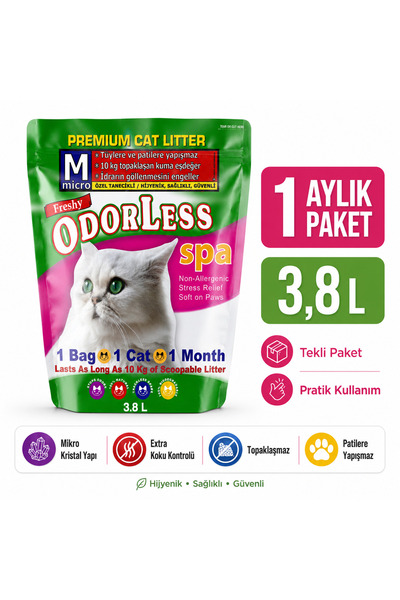 Odorless Mikro Kedi Kumu 3,8 L - 1 Aylık Paket