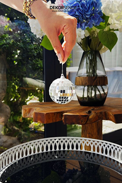 Dekorsende Ornament de Anul Nou Minge Disco Argintiu 6 bucăți 6 cm