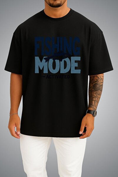 Bahriyeli Collection Oversize Fishing Mode Activated Chest Printed Unisex T-S...