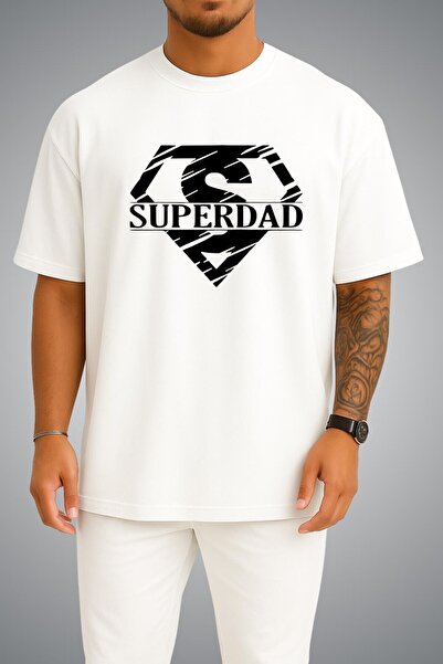 Bahriyeli Collection Oversize Superdad Chest Printed Unisex T-Shirt