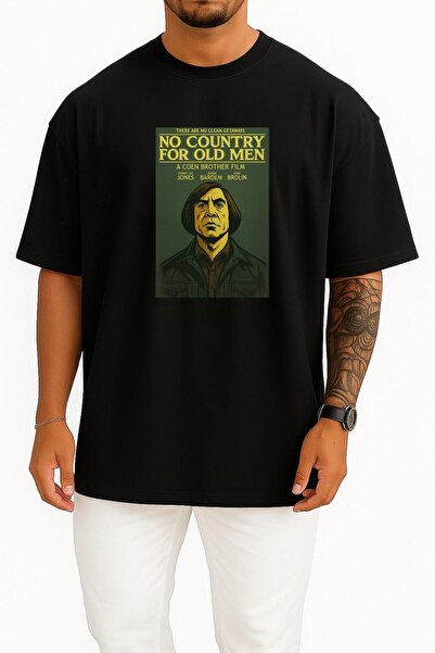 Bahriyeli Collection Oversized No Country for Old Men Chest Design Unisex T-S...