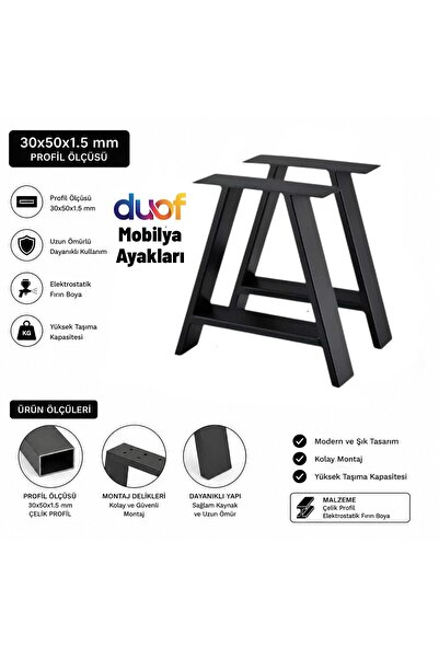 DUOF Metal Bank Sehpa Orta Sehpa Ayağı 2 Adet Ayak 42 Cm Mobilya Ayağı