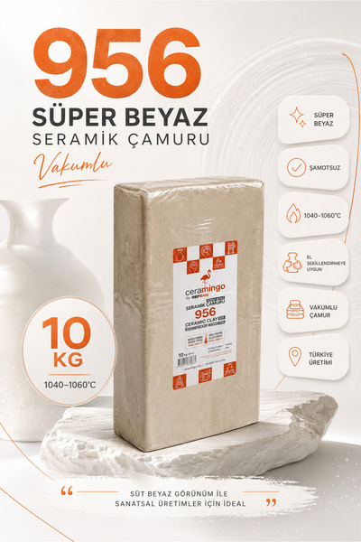 Ceramingo 956 Süper Beyaz Seramik Çamuru Vakumlu - 10 Kg