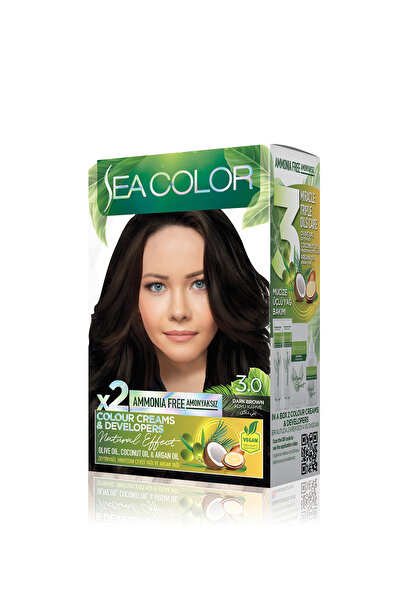 Sea Color Natural Effect Set Saç Boyası Amonyaksız 3.0 Koyu Kahve