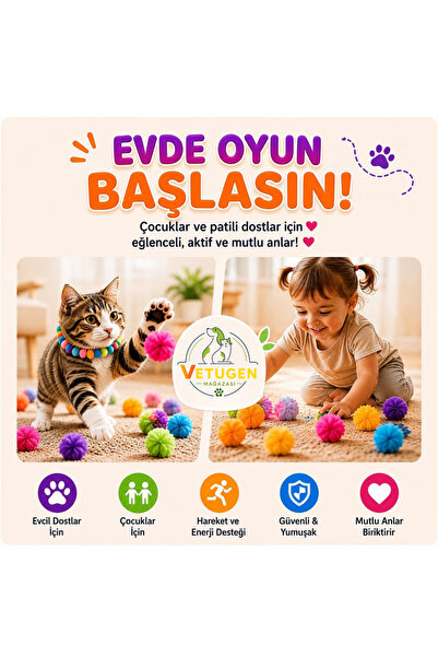 VETUGEN مجموعة كرات قطيفة ملونة وقاذف كرات