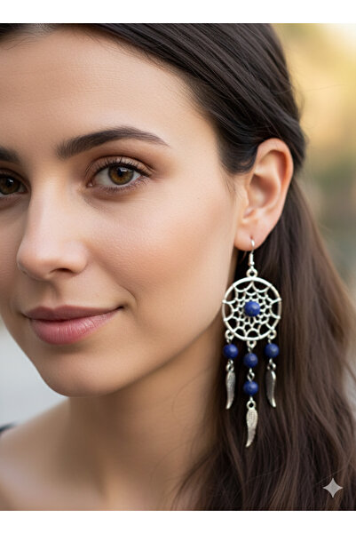 Doğaltaş Lapis Lazuli Taşlı Rüya Kapanı Küpe