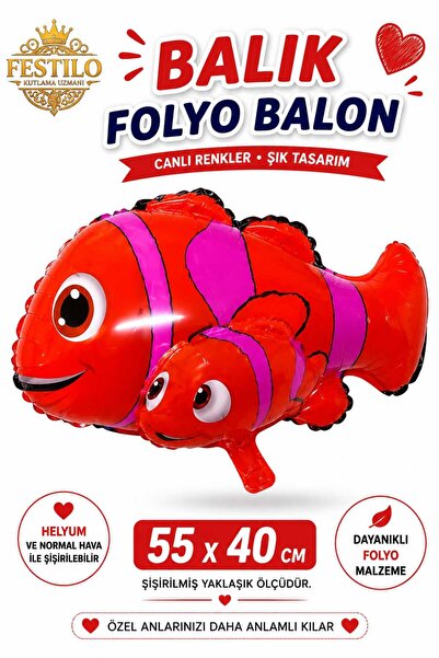 FESTİLO Folyo Karakter Balon Balık Nemo 55×40 cm Helyum Uyumlu