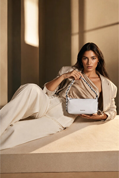 BUENO White Leather Women's Shoulder Bag