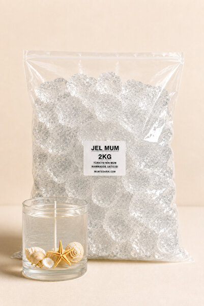 MUMTEDARİK Jel Mum 2 KG Şeffaf Mum Bazı - Dekoratif Mum Yapımı İçin Jel Wax