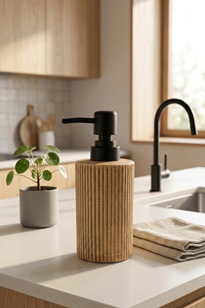 MAKRİ HOME 300 ml Ceramic Lenora Liquid Soap Dispenser, 7 cm Diameter, 18 cm ...