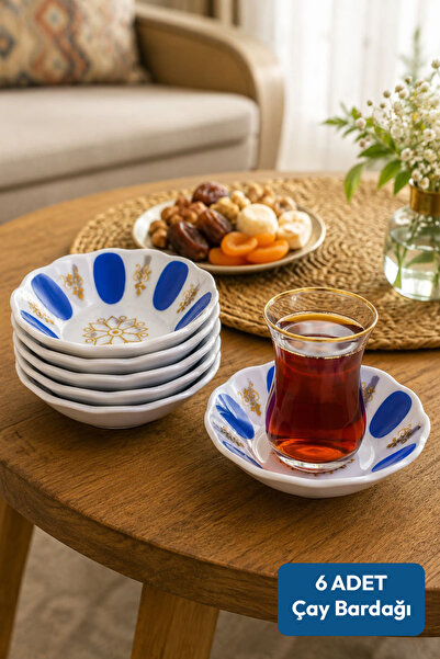 Alezy 699 Termostar Melamin Kahveci Çay Tabağı 10,5cm Mavi-Beyaz 6'lı Set