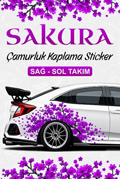 Stikacar SAKURA KİRAZ ÇİÇEĞİ Çamurluk Kaplama Sticker