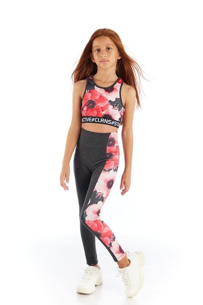 Colorinas Larisa Flower Patterned Girl's Crop Tank Top