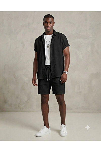 ALİ.COM 2026 Burumuk Kri̇nkil Fabric Kisakol Shirt Shorts